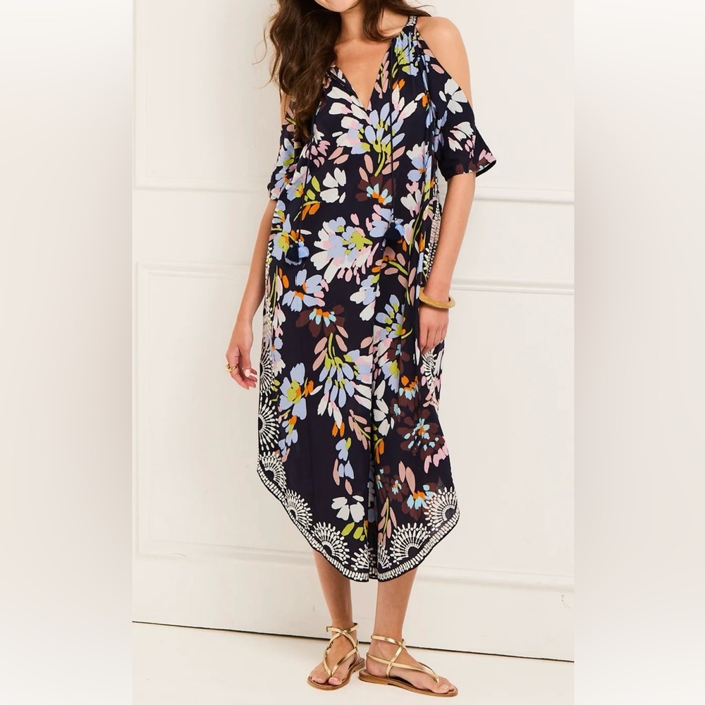 Figue Naomi Kaftan in Floral Bouquet True Navy